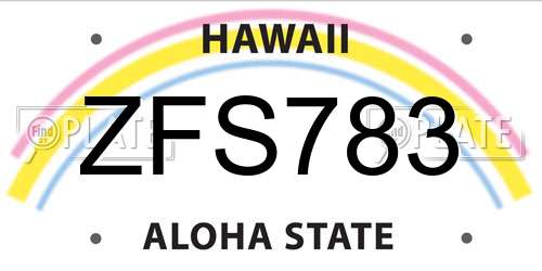 ZFS783 Hawaii License Plate
