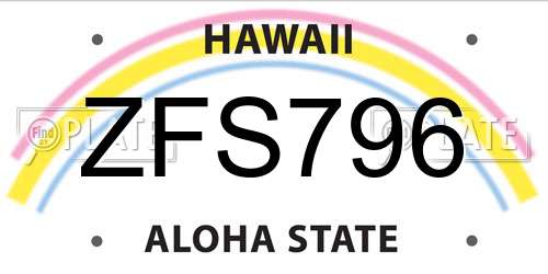 ZFS796 Hawaii License Plate