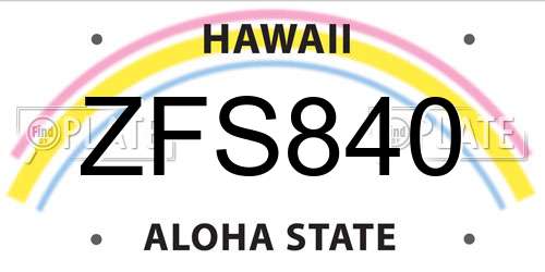ZFS840 Hawaii License Plate