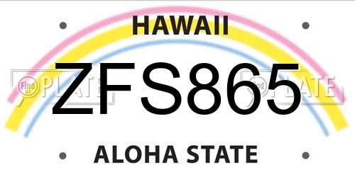 ZFS865 Hawaii License Plate