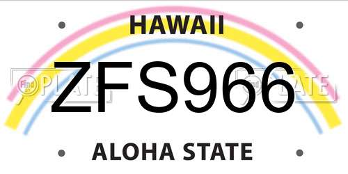 ZFS966 Hawaii License Plate