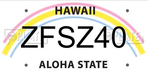 ZFSZ40 Hawaii License Plate