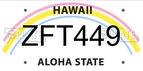 ZFT449 Hawaii License Plate