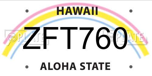 ZFT760 Hawaii License Plate