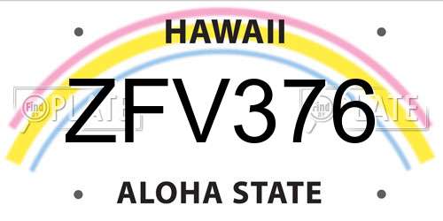 ZFV376 Hawaii License Plate
