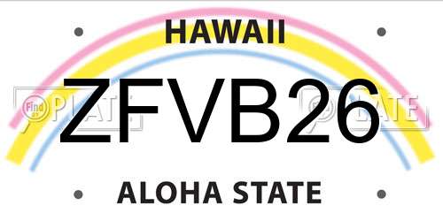 ZFVB26 Hawaii License Plate