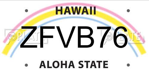 ZFVB76 Hawaii License Plate