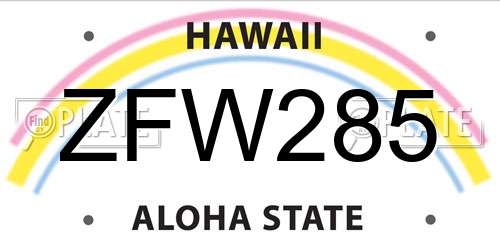 ZFW285 Hawaii License Plate