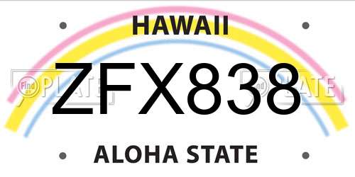ZFX838 Hawaii License Plate