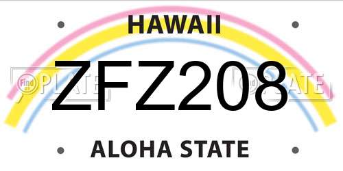 ZFZ208 Hawaii License Plate