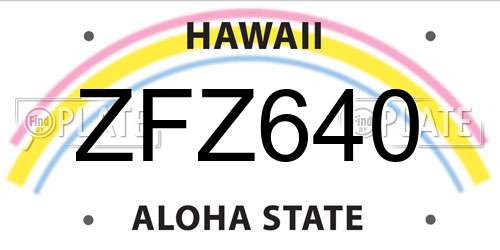 ZFZ640 Hawaii License Plate