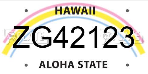 ZG42123 Hawaii License Plate