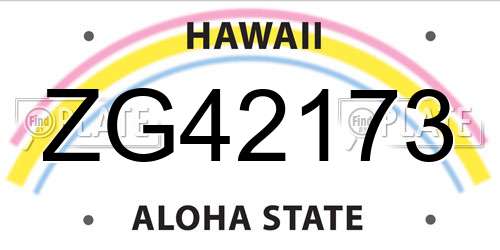 ZG42173 Hawaii License Plate