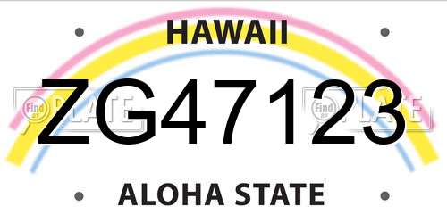ZG47123 Hawaii License Plate