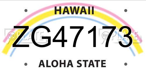 ZG47173 Hawaii License Plate