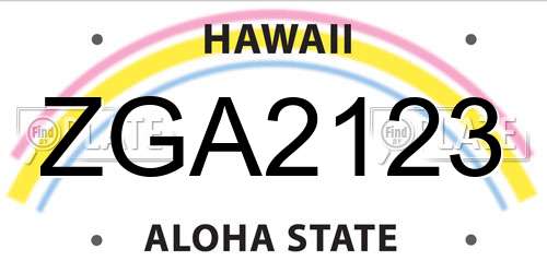 ZGA2123 Hawaii License Plate