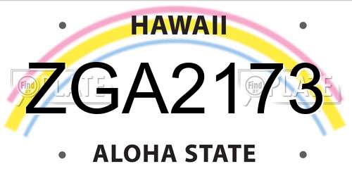 ZGA2173 Hawaii License Plate
