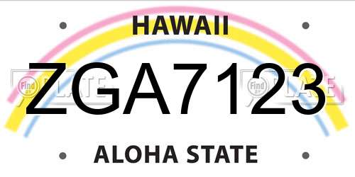 ZGA7123 Hawaii License Plate