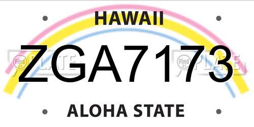 ZGA7173 Hawaii License Plate