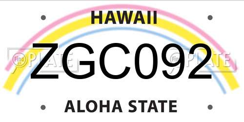 ZGC092 Hawaii License Plate