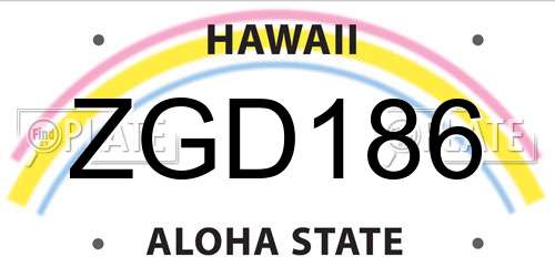 ZGD186 Hawaii License Plate
