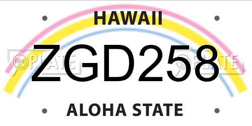 ZGD258 Hawaii License Plate