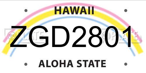 ZGD2801 Hawaii License Plate