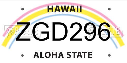 ZGD296 Hawaii License Plate