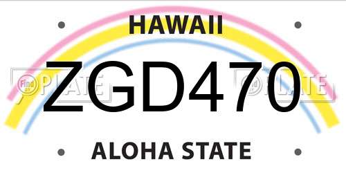 ZGD470 Hawaii License Plate