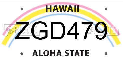 ZGD479 Hawaii License Plate