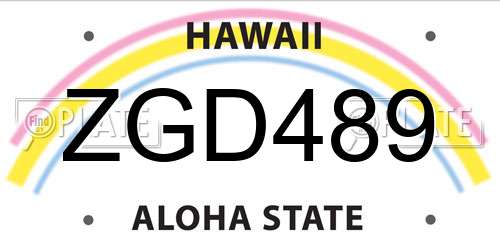 ZGD489 Hawaii License Plate