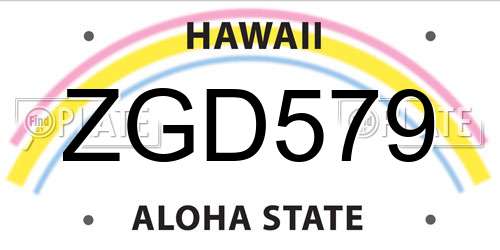 ZGD579 Hawaii License Plate