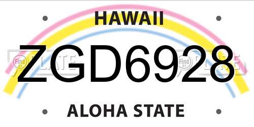 ZGD6928 Hawaii License Plate