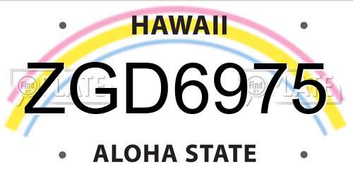 ZGD6975 Hawaii License Plate