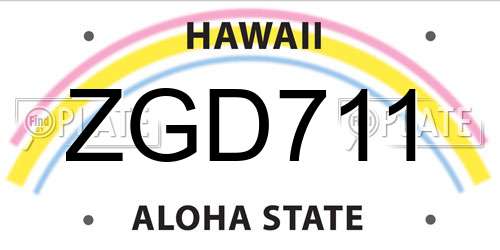 ZGD711 Hawaii License Plate