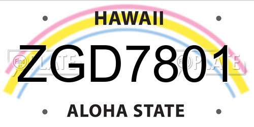 ZGD7801 Hawaii License Plate
