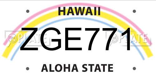 ZGE771 Hawaii License Plate