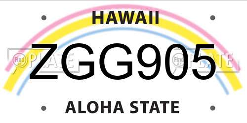 ZGG905 Hawaii License Plate