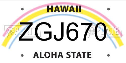 ZGJ670 Hawaii License Plate