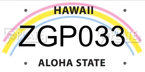 ZGP033 Hawaii License Plate