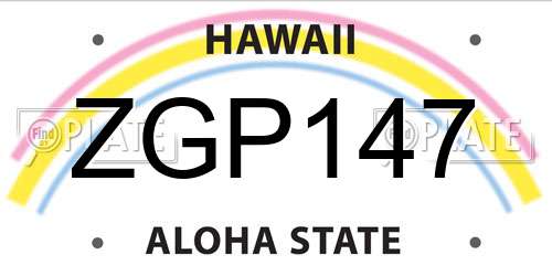 ZGP147 Hawaii License Plate
