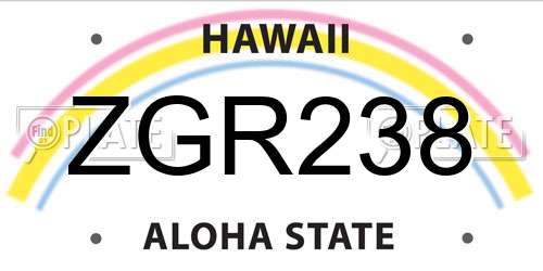 ZGR238 Hawaii License Plate
