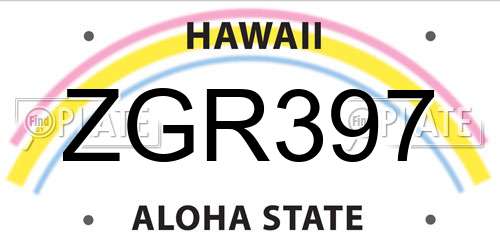 ZGR397 Hawaii License Plate