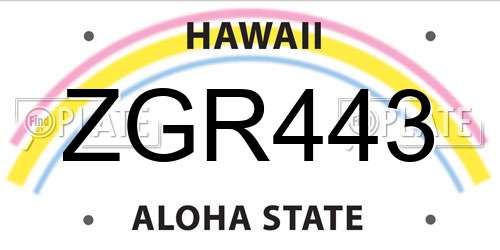 ZGR443 Hawaii License Plate