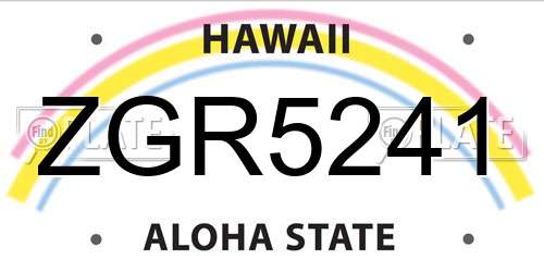 ZGR5241 Hawaii License Plate