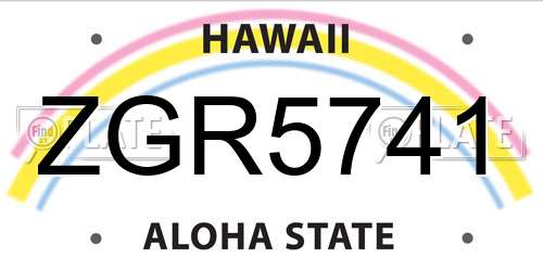 ZGR5741 Hawaii License Plate