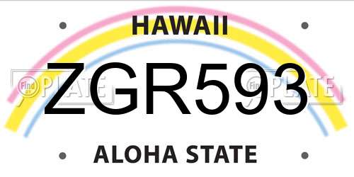 ZGR593 Hawaii License Plate