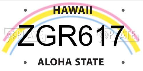 ZGR617 Hawaii License Plate