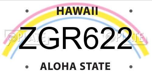 ZGR622 Hawaii License Plate
