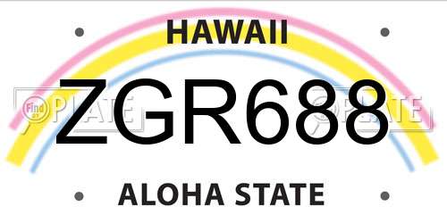ZGR688 Hawaii License Plate